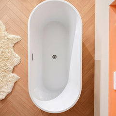 Ink Freestanding Bathtub with Roll Top, Oval Shape, Contemporary Style, Polymethyl Methacrylate (pmma) Material, and Soaking Bath Therapy, 47"L x 26"W x 23"H Bathtubs