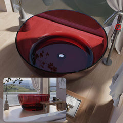 Ink Resin Orbicular Freestanding Bathtub, 51"L x 51"W x 22"H Bathtubs