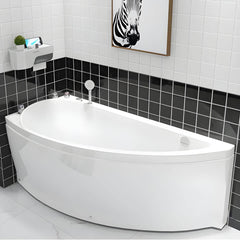 Contemporary White Acrylic Corner Bathtub with Drain for Washroom - 52"L x 30"W x 26"H Tub Left Bathtubs