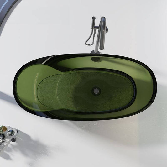 Ink Resin Freestanding Roll Top Oval Casual Bathtub with Soaking Design, 63"L x 30"W x 22"H Bathtubs