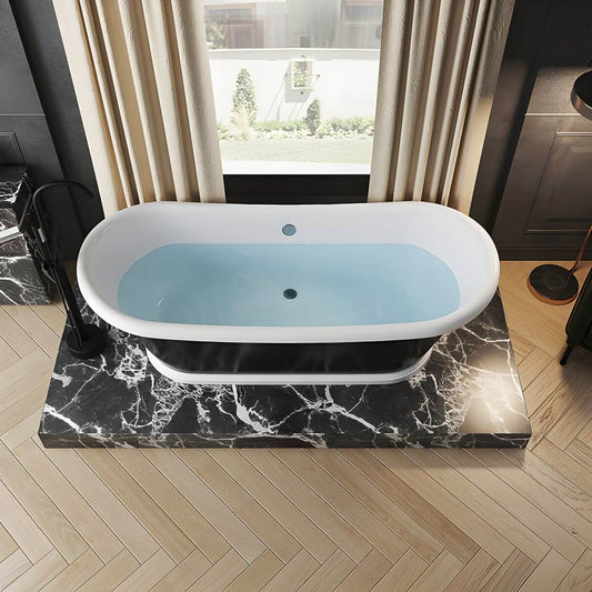 Modern Double Slipper Oval Acrylic Freestanding Soaking Bathtub Bathtubs