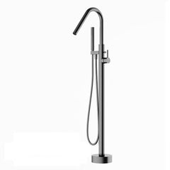 Floor Mount Tub Filler Brass Freestanding Bathtub Faucet with Hand Shower Chrome