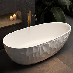 Ink Freestanding Bathtub with Roll Top, Oval Shape, Simplistic Style for Soaking, 59"L x 31"W x 22"H Bathtubs