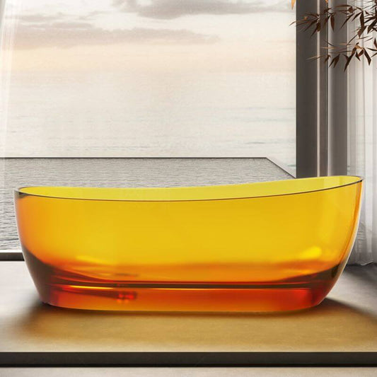 Oval freestanding resin bathtub with single slipper design for casual soaking
