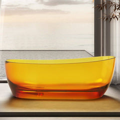 Casual Resin Oval Freestanding Bathtub with Single Slipper Soaking Design Bathtubs