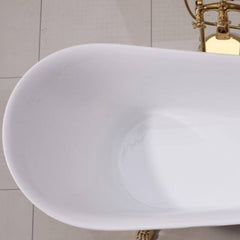 Clawfoot Bathtub with Single Slipper Design, Oval Shape, Simplistic Style, Polymethyl Methacrylate (pmma) Material, and Soaking Bath Therapy, Tub, White/ Silver, 54"L x 27"W x 31"H Bathtubs