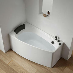 Modern White Acrylic Corner Bathtub for Soaking with Back to Wall Design - Tub with Deck Faucets Left 47"L x 27"W x 23"H Bathtubs
