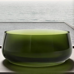 Casual Resin Circular Freestanding Bathtub with Roll Top Soaking Design Bathtubs