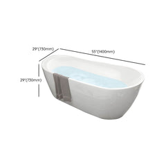 Slipper Bathtub White Soaking Oval Shape Pop-Up Drain Freestanding Acrylic Bathtubs