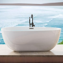 Ink Free Form Freestanding Bathtub with Roll Top Casual Lucite Soaking Design, 59"L x 30"W x 24"H Bathtubs