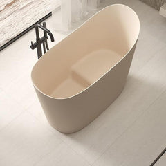 Casual Oval Freestanding Bathtub with Single Slipper Design for Soaking and Seat Included Bathtubs