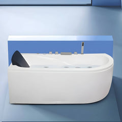 Modern Corner Free Form White Acrylic Soaking Bathtub with Seat Included - Tub with Deck Faucets Unavailable 55"L x 30"W x 23"H Bathtubs