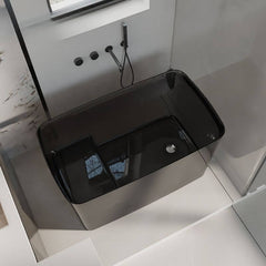 Ink Resin Freestanding Bathtub with Seat Rectangle Simplistic Back to Wall Soaking Bathtubs