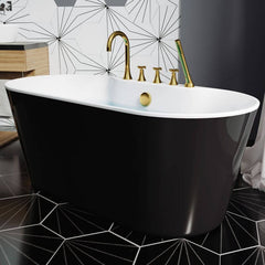 Ink Freestanding Bathtub with Roll Top, Oval Shape, Contemporary Style, Polymethyl Methacrylate (PMMA) Material, and Soaking Bath Therapy, Tub, 54"L x 29"W x 23"H Bathtubs