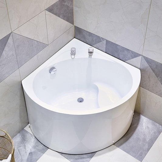 Nook Corner Bathtub with Seat, 2 Handles, Compression Faucet, Valve, Back to Wall, Soaking, Tub with Silver 5-Piece Set, 35"L x 35"W x 25"H Bathtubs