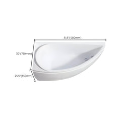 Contemporary White Acrylic Corner Bathtub with Drain for Washroom - 52"L x 30"W x 26"H Tub Left Bathtubs