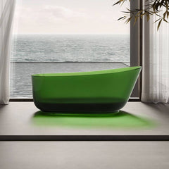 Casual Resin Oval Freestanding Bathtub with Single Slipper Soaking Bathtubs