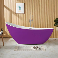 Contemporary Freestanding Soaking Bathtub Oval Slipper Acrylic Bathtub - White 59"L x 31.5"W x 32"H Tub Bathtubs