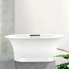 Modern White Oval Freestanding Bathtub with Soaking Function and Slip-Resistant Surface - Tub Bathtubs