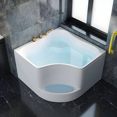 Corner Bathtub Seat Included Acrylic Pop-Up Drain Soaking in White - 35"L x 35"W x 25"H Tub Bathtubs
