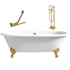 Modern Oval Porcelain Enameled Cast Iron Clawfoot Soaking Bathtub in Roll Top Design - 78cm x 59.5cm Bathtubs