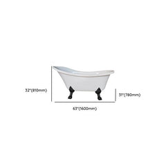 Modern Lucite Elliptical Clawfoot Bathtub with Single Slipper Design for Soaking Bathtubs
