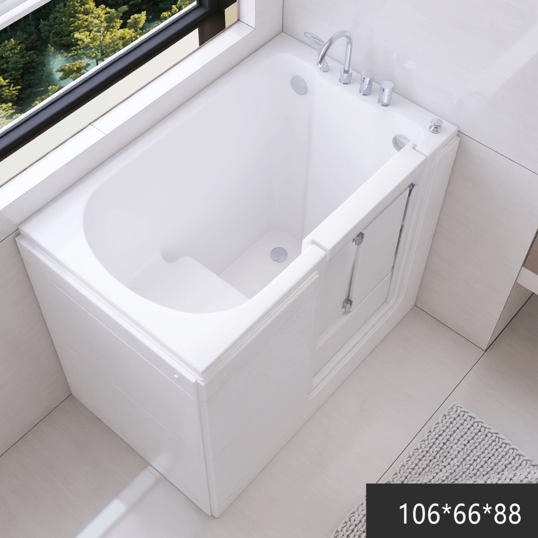 Space-Saving Side-Opening Walk-In Bath for Seniors and Mobility Aid