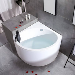 Modern 25.59-inch Tall Acrylic Tub Soak Corner White Bathtub - Right 35"L x 35"W x 26"H Tub with Sliver 4-Piece Set Bathtubs