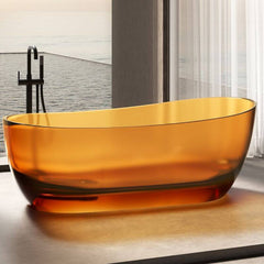 Casual Resin Oval Freestanding Bathtub with Single Slipper Soaking Design Bathtubs