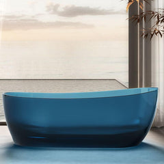 Casual Resin Oval Freestanding Bathtub with Single Slipper Soaking Design Bathtubs