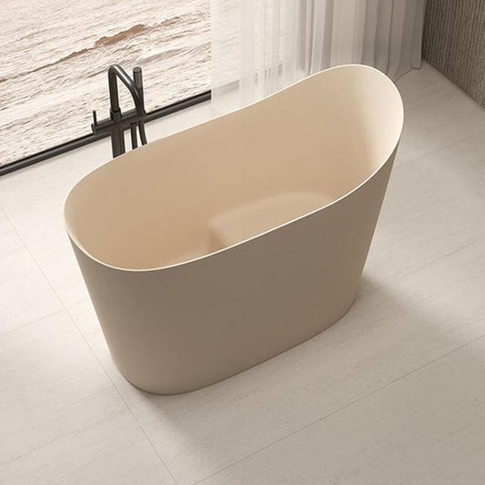 Casual Oval Freestanding Bathtub with Single Slipper Design for Soaking and Seat Included Bathtubs