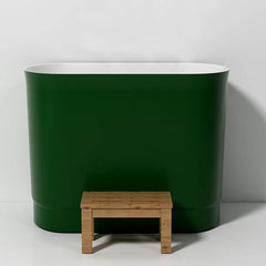 Ink Freestanding Bathtub with Seat, Roll Top Oval Design in Simplistic Style for Soaking, 39.4"L x 22.8"W x 29.5"H, Tub Bathtubs