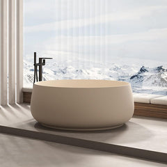 Ink Orbicular Freestanding Bathtub with Roll Top, Simplistic Style, and Soaking Bath Therapy Bathtubs