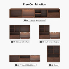 94" Walnut Mid-Century Modern LED TV Stand