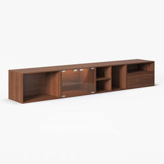94" Walnut Mid-Century Modern LED TV Stand