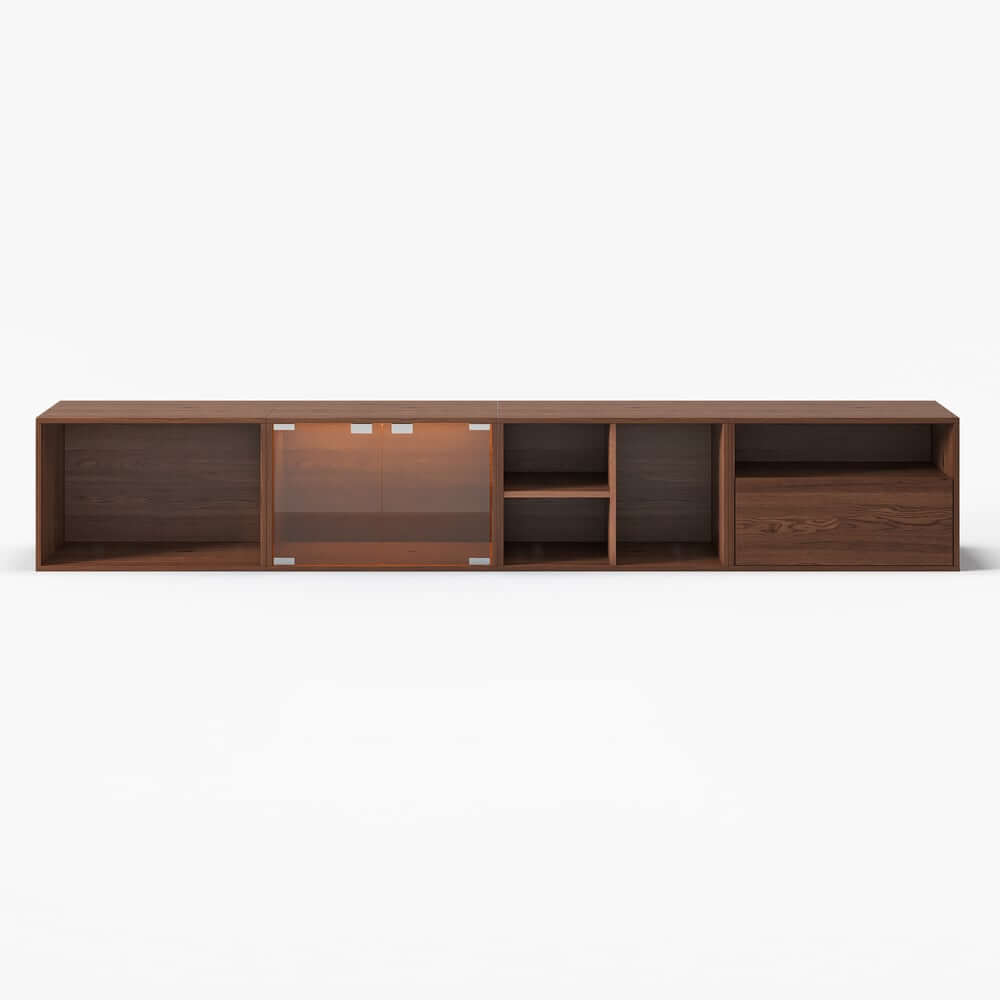 94" Walnut Mid-Century Modern LED TV Stand