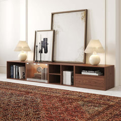 94" Walnut Mid-Century Modern LED TV Stand
