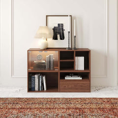94" Walnut Mid-Century Modern LED TV Stand