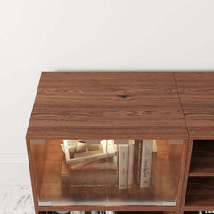 94" Walnut Mid-Century Modern LED TV Stand