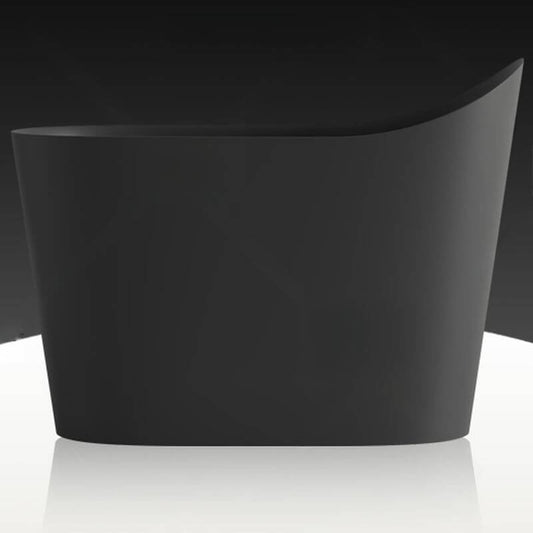 Oval freestanding bathtub with single slipper design and built-in seat for comfortable soaking