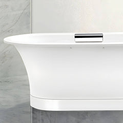 Modern White Oval Freestanding Bathtub with Soaking Function and Slip-Resistant Surface - Tub Bathtubs