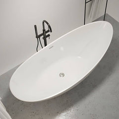 Modern Style Freestanding Acrylic Soaking Single Slipper Anti-overflow Design Bathtub - 71"L x 31"W x 24"H White Tub Bathtubs