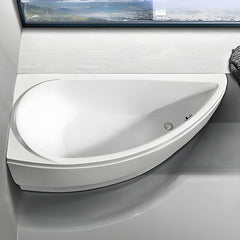 Contemporary White Acrylic Corner Bathtub with Drain for Washroom - 52"L x 30"W x 26"H Tub Left Bathtubs