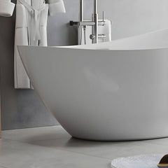 Contemporary Freestanding Soaking Bathtub Oval Slipper Acrylic Bathtub - White 59"L x 31.5"W x 32"H Tub Bathtubs