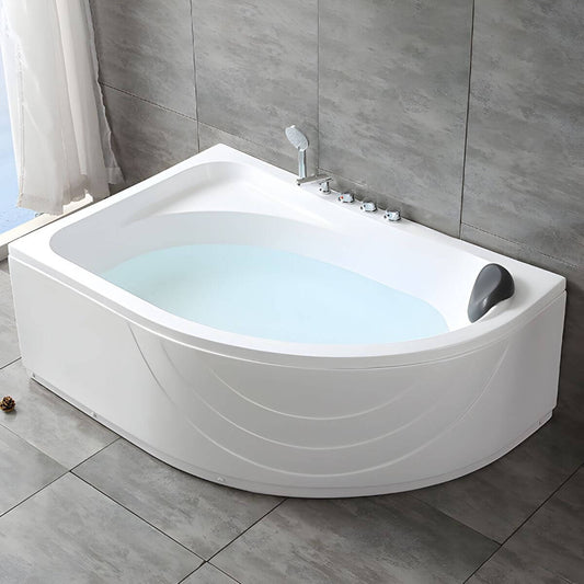 Modern White Corner Bath Acrylic Center-Back Soaking Bathtub - 47"L x 35"W x 22"H Tub Bathtubs