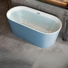 Ink Freestanding Bathtub with Roll Top, Oval Shape, Contemporary Style, Polymethyl Methacrylate (pmma) Material, and Soaking Bath Therapy, 47"L x 26"W x 23"H Bathtubs