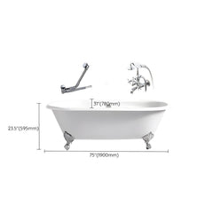 Modern Oval Porcelain Enameled Cast Iron Clawfoot Soaking Bathtub in Roll Top Design - 78cm x 59.5cm Bathtubs
