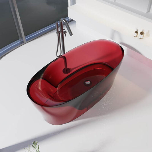 Freestanding oval roll top bathtub with soaking design, 63 by 30 inches, casual style