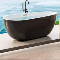 Ink Free Form Freestanding Bathtub with Roll Top Casual Lucite Soaking Design, 59"L x 30"W x 24"H Bathtubs