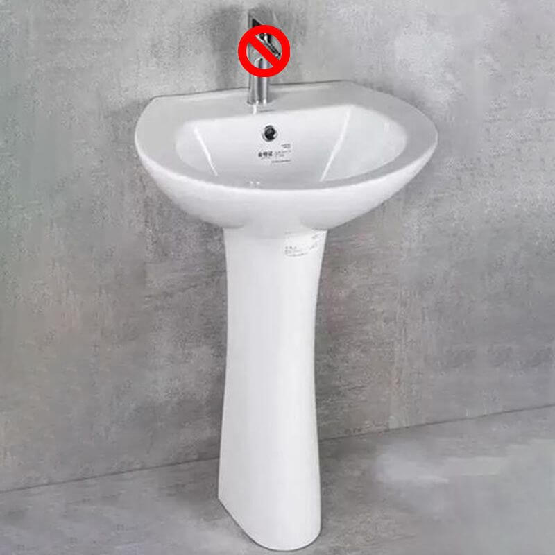 Modern white U-shaped bathroom pedestal sink front view